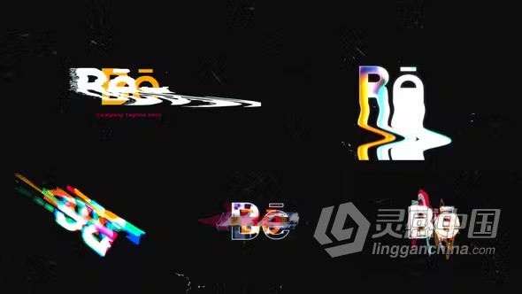 RGB分割效果故障技术演绎游戏IT公司LOGO动画AE模板下载 Glitch Logo 5in1  灵感中国网 www.lingganchina.com