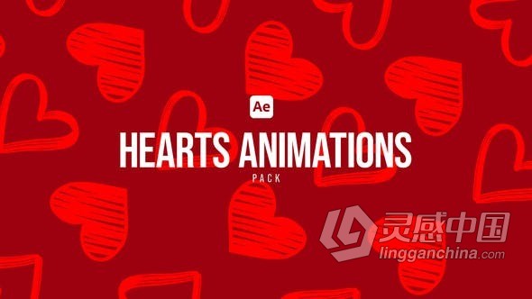 33种心形动画背景元素包爱心图形循环背景AE模版 Heart Animations Pack  灵感中国网 www.lingganchina.com