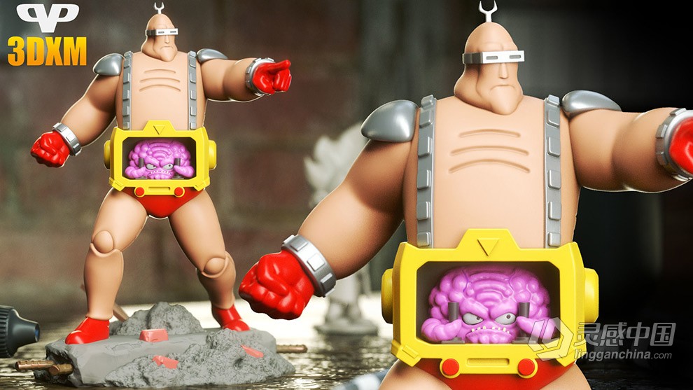 朗格《忍者神龟》动漫角色雕刻手办3D打印模型 Krang STL for 3D Printing ChibiSTL 3DXM 3D print model  灵感中国网 www.lingganchina.com