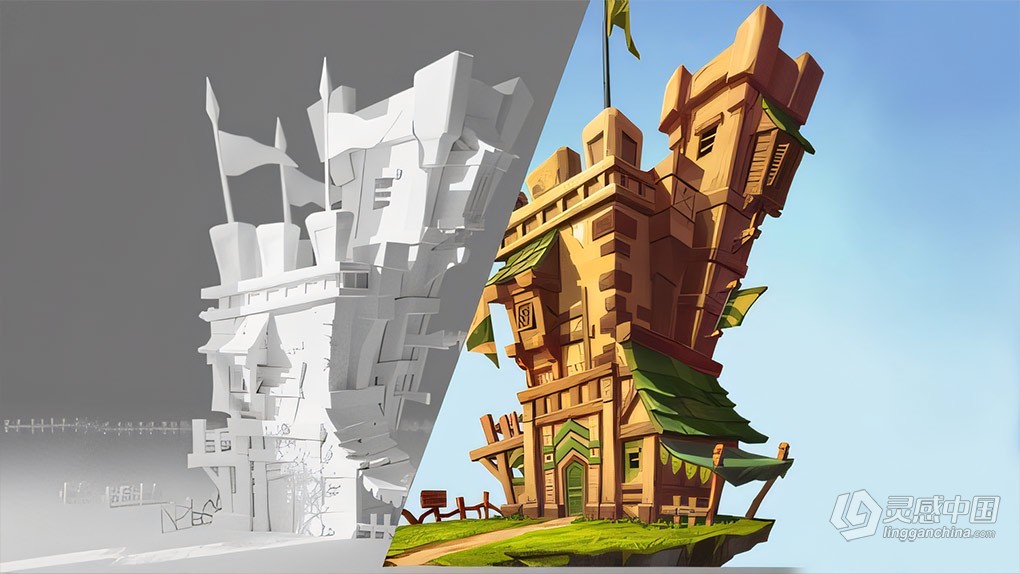 Blender 4.1城堡游戏资产纹理绘制视频教程 Texture Paint A Castle In Blender  灵感中国网 www.lingganchina.com