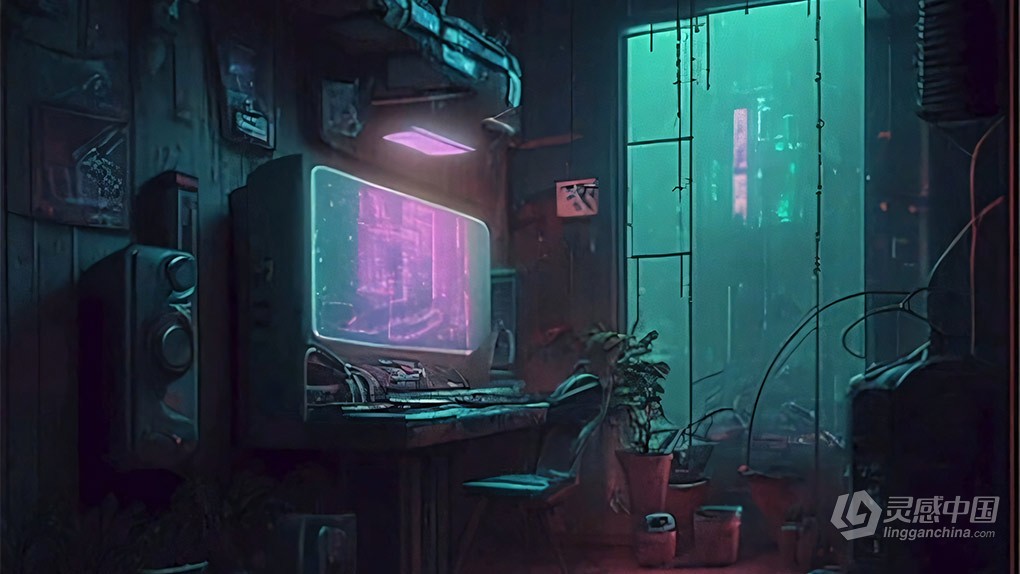 Blender赛博朋克主题房间建模制作视频教程 Designing a Room with Cyberpunk Themes  灵感中国网 www.lingganchina.com