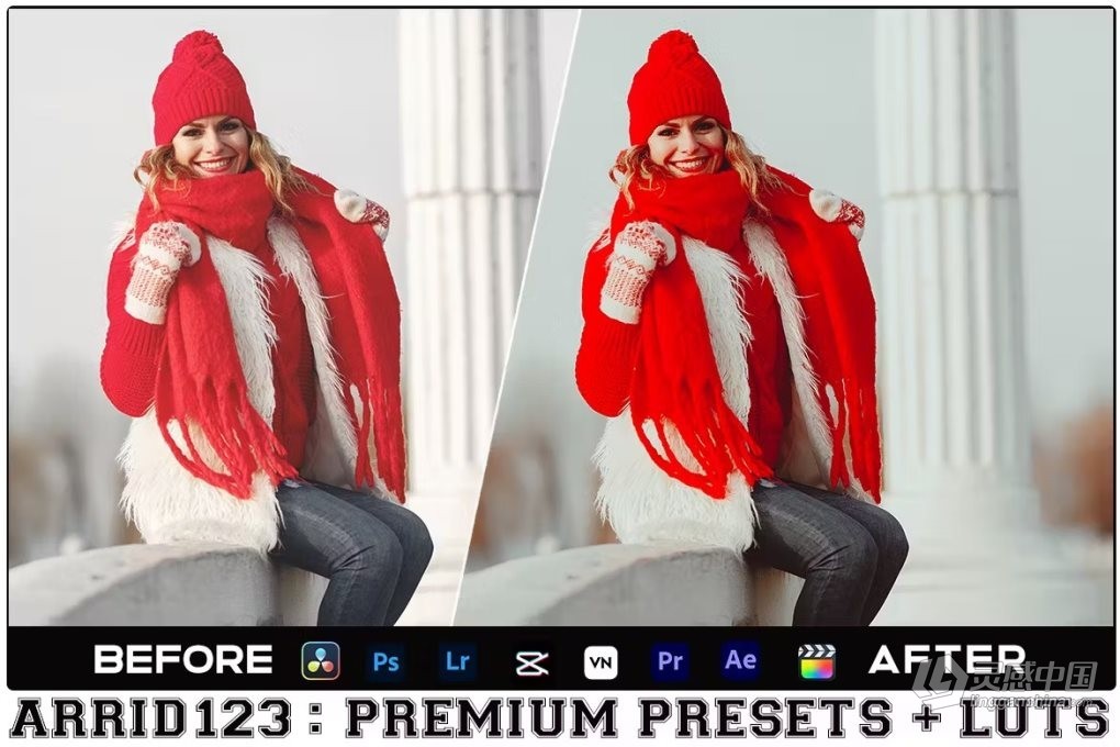 2款温暖明亮冬季摄影人像后期LR调色LUT预设 Winter Reds Luts Video &amp; Presets  灵感中国网 www.lingganchina.com