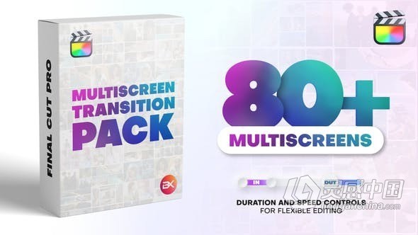 84个创意动态分屏展示转场过渡效果预设FCPX插件 Multiscreen Transitions Pack  灵感中国网 www.lingganchina.com