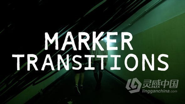 朋克风画笔涂鸦标记过渡AE与PR模板 Marker Transitions  灵感中国网 www.lingganchina.com