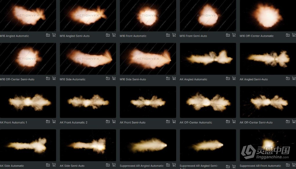 116个真实电影枪支枪口闪光火花特效动画含透明通道4K视频素材 ActionVFX – Muzzle Flashes Vol. 2  灵感中国网 www.lingganchina.com