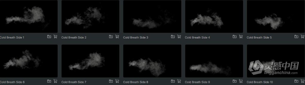 30个冰冷寒冬口鼻呼气哈气水雾水汽4K叠加动画4K视频素材 ActionVFX – Cold Breath  灵感中国网 www.lingganchina.com