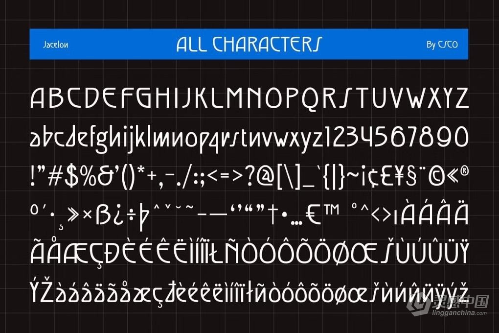 古典优雅时尚艺术流畅线条复古趣味排版印刷无衬线英文字体 Jacelon – Art Deco Sans  灵感中国网 www.lingganchina.com