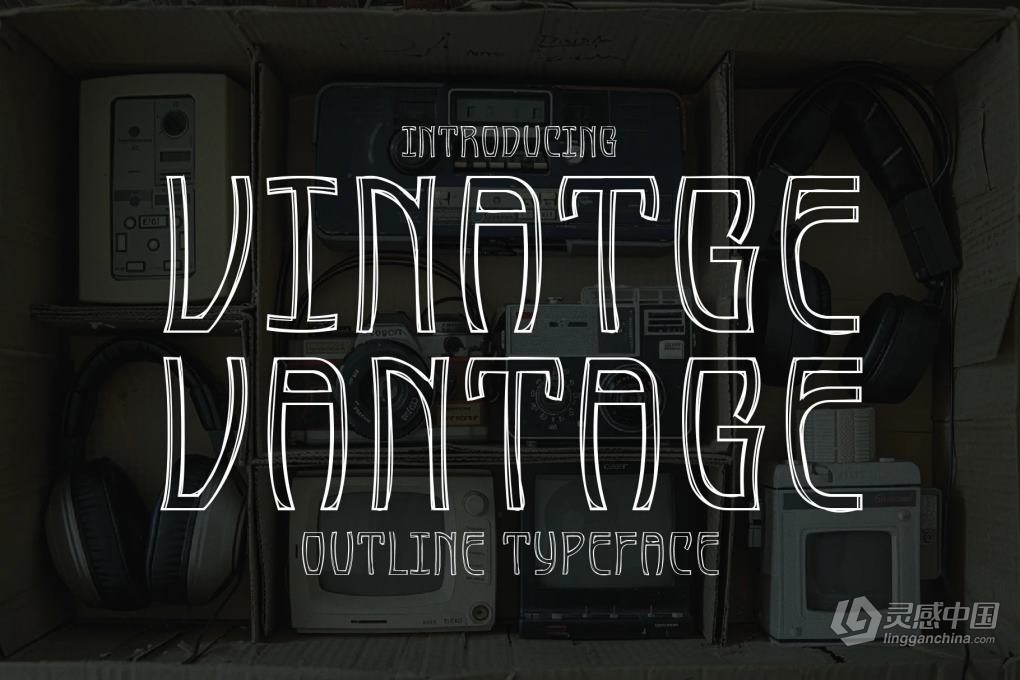 复古独特手写镂空轮廓线条海报排版艺术设计英文字体 Vintage Vantage – Outline Typeface  灵感中国网 www.lingganchina.com