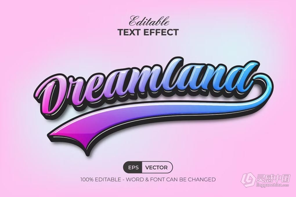 复古街机电竞游戏电影海报创意设计多彩梦幻效果AI文本样式 Dreamland Text Effect Colorful Style  灵感中国网 www.lingganchina.com