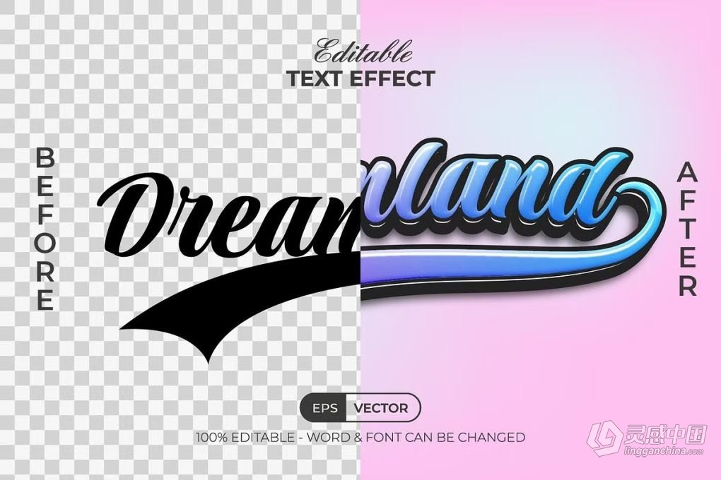 复古街机电竞游戏电影海报创意设计多彩梦幻效果AI文本样式 Dreamland Text Effect Colorful Style  灵感中国网 www.lingganchina.com