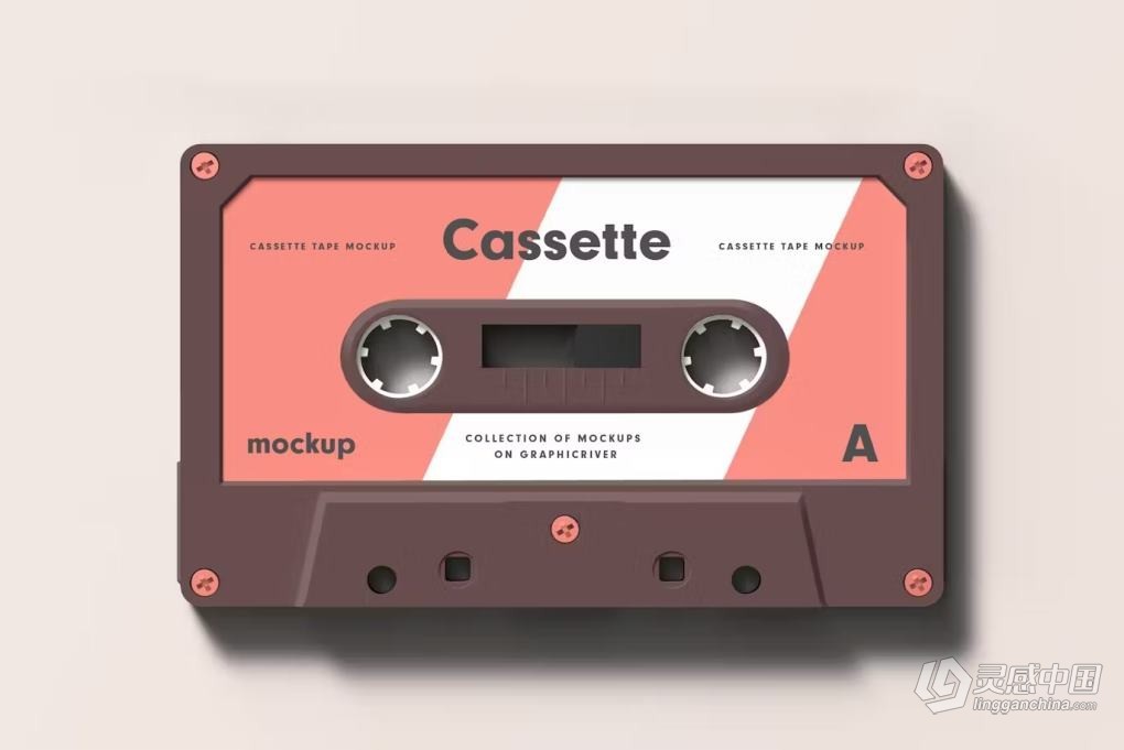 复古老物件盒式磁带卡带音乐专辑封面包装设计PS贴图样机 Cassette Mock-up  灵感中国网 www.lingganchina.com