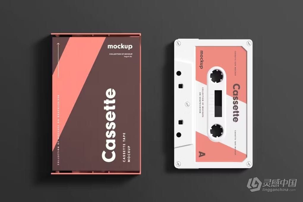 复古老物件盒式磁带卡带音乐专辑封面包装设计PS贴图样机 Cassette Mock-up  灵感中国网 www.lingganchina.com