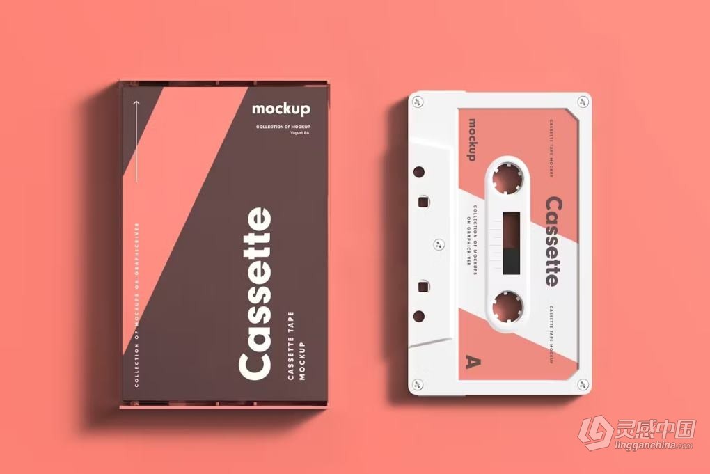 复古老物件盒式磁带卡带音乐专辑封面包装设计PS贴图样机 Cassette Mock-up  灵感中国网 www.lingganchina.com