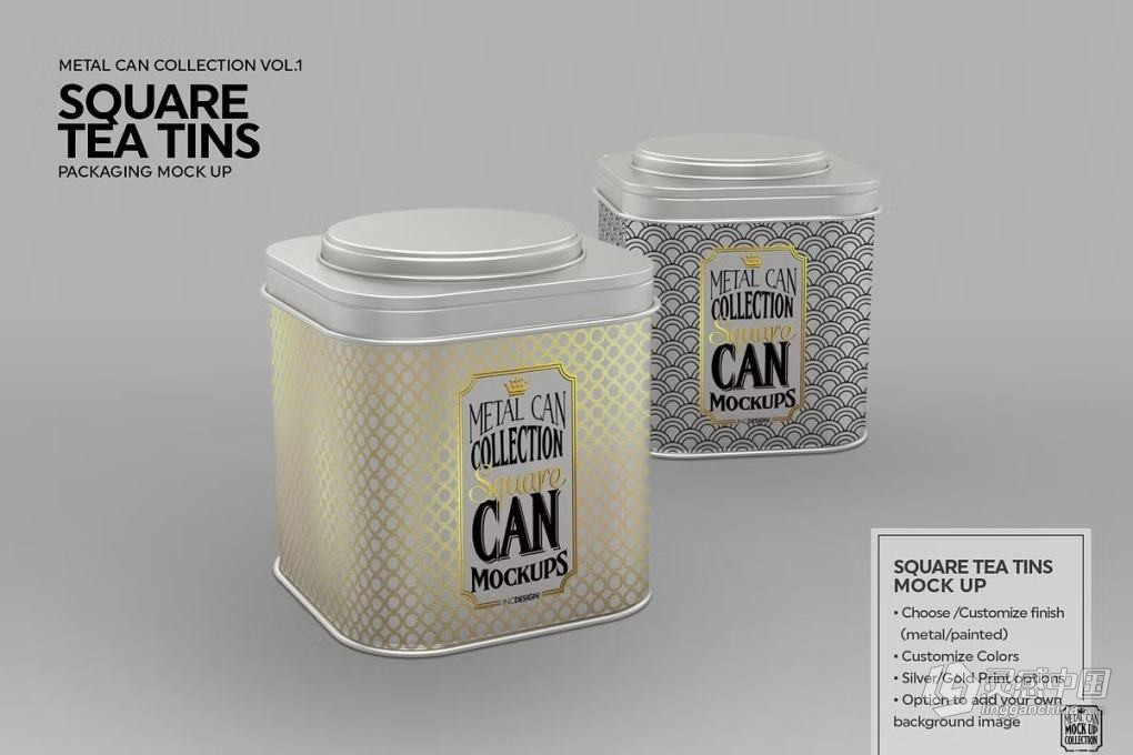 12套锡制容器食品药品罐头礼盒产品设计包装展示PS样机 Vol1. Metal Can Mockup Collection  灵感中国网 www.lingganchina.com