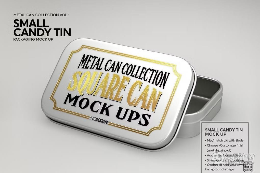 12套锡制容器食品药品罐头礼盒产品设计包装展示PS样机 Vol1. Metal Can Mockup Collection  灵感中国网 www.lingganchina.com