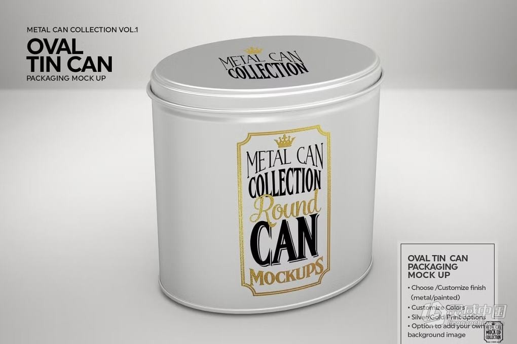 12套锡制容器食品药品罐头礼盒产品设计包装展示PS样机 Vol1. Metal Can Mockup Collection  灵感中国网 www.lingganchina.com