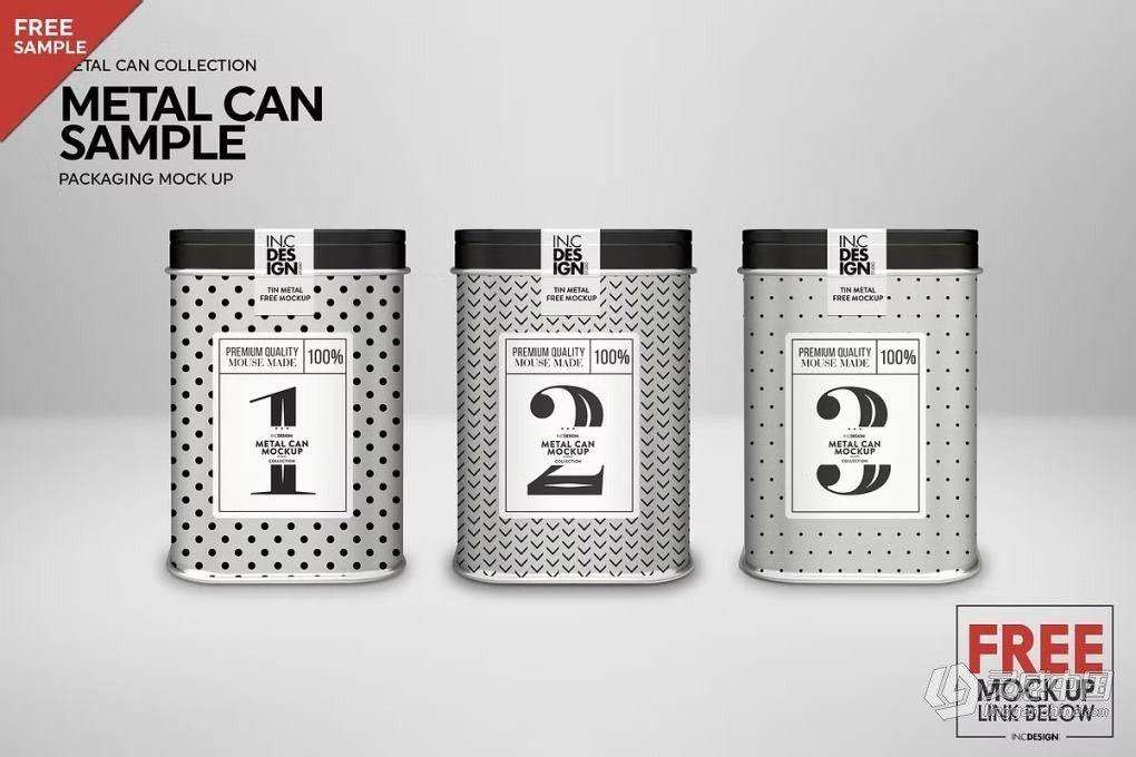 12套锡制容器食品药品罐头礼盒产品设计包装展示PS样机 Vol1. Metal Can Mockup Collection  灵感中国网 www.lingganchina.com