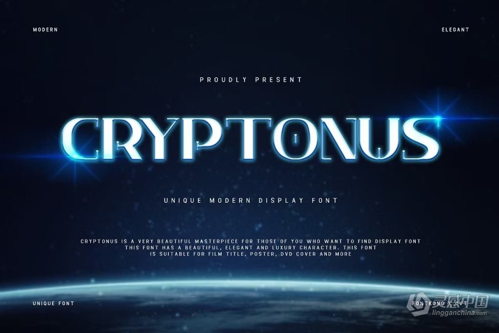 现代独特设计美感文本标题海报排版显示英文字体 Cryptonus – Unique Modern Display Font  灵感中国网 www.lingganchina.com