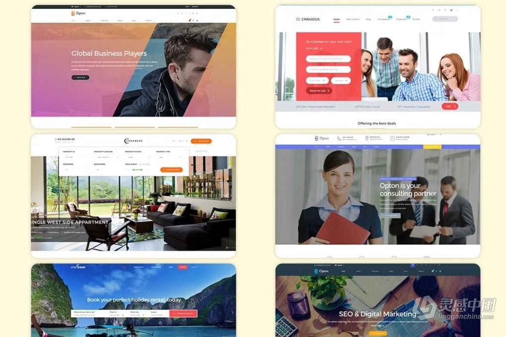 140款预制商务网站单页落地页组件滑块元素版式布局UI界面设计PS模板 Landing Page Collection  灵感中国网 www.lingganchina.com