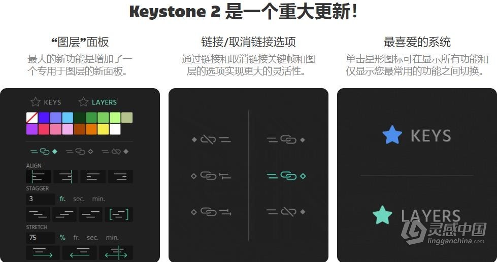 关键帧复制粘贴对齐镜像拉伸调节控制工具AE脚本 Keystone v2.0.2 支持Win/Mac  灵感中国网 www.lingganchina.com