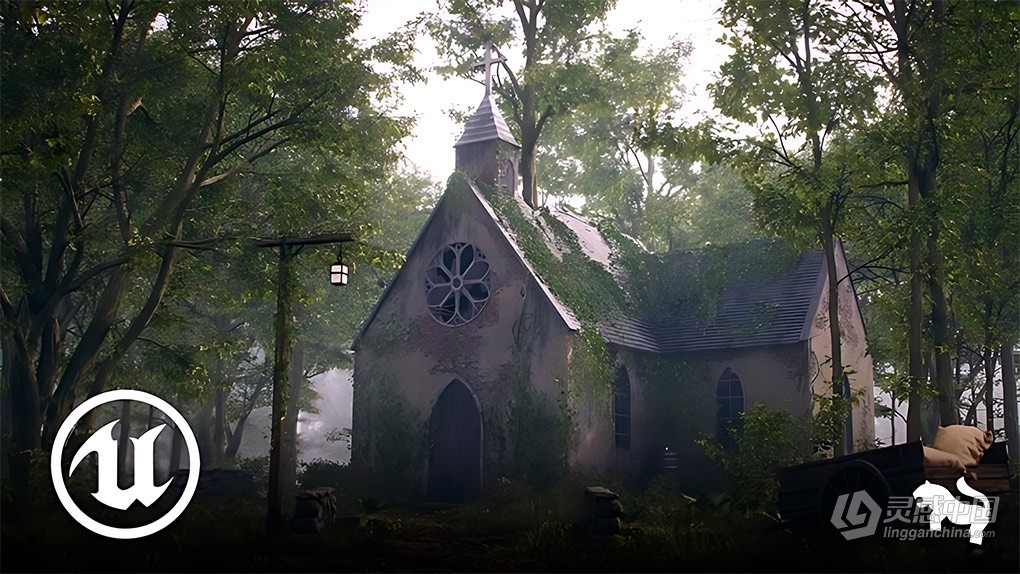 UE5虚幻引擎废弃教堂环境场景制作流程视频教程 Creating Abandoned Church 3D Environment in Unreal Engine 5  灵感中国网 www.lingganchina.com