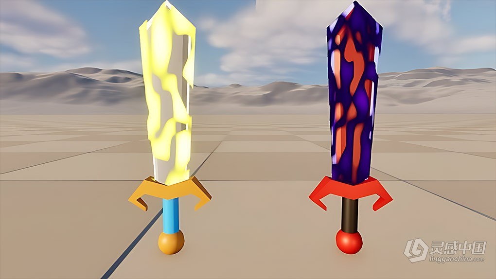 UE5虚幻引擎游戏剑武器道具Nigara制作视频教程 Unreal Engine 5 - 3D Game Art Fantasy Swords - Niagara VFX  灵感中国网 www.lingganchina.com