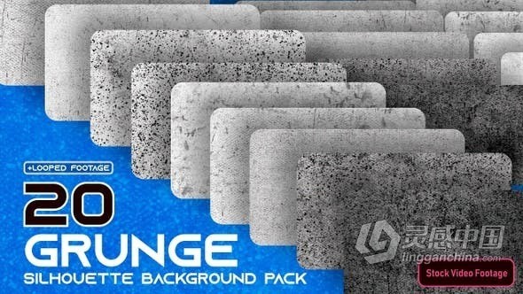 20个抽象纹理颗粒风格视频素材 Grunge Silhouette Background Pack  灵感中国网 www.lingganchina.com