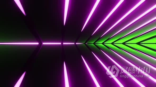 绿色背景上的紫色霓虹激光循环动画视频素材 Purple neon lasers on green background  灵感中国网 www.lingganchina.com