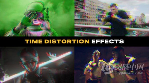 17个音乐主题转场时间扭曲效应像差迷幻过渡-PR模板 Time Distortion Effects  灵感中国网 www.lingganchina.com