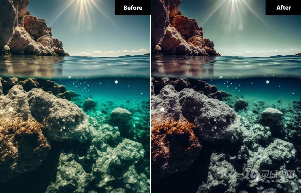 水下摄影调色Lightroom预设 Oceanic Depths Lightroom Presets  灵感中国网 www.lingganchina.com