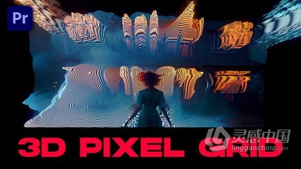 24三维像素网格过渡转场-PR模板 3D Pixel Grid Transitions  灵感中国网 www.lingganchina.com