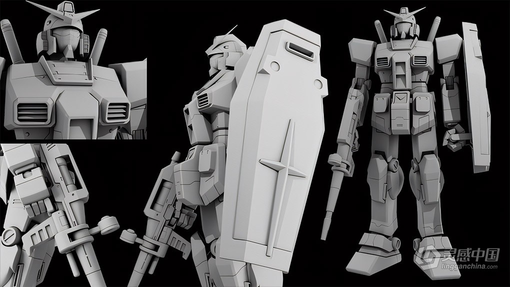 Maya高达机器人建模完整制作流程视频教程 Creating a Gundam Character in Maya 2022  灵感中国网 www.lingganchina.com