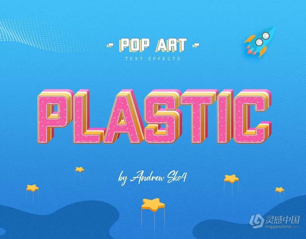 8个波普艺术效果分层切片文本LOGO图形海报风格设计PS样式模板 Sliced Pop Art – Text Effects  灵感中国网 www.lingganchina.com