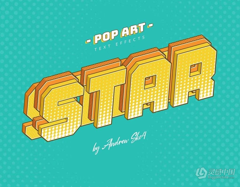 8个波普艺术效果分层切片文本LOGO图形海报风格设计PS样式模板 Sliced Pop Art – Text Effects  灵感中国网 www.lingganchina.com