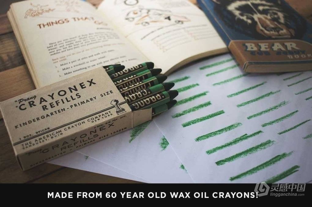 AI笔刷-15支复古蜡油蜡笔艺术绘画笔触效果Illustrator笔刷 Retro Supply – Wax and Oil Crayons  灵感中国网 www.lingganchina.com