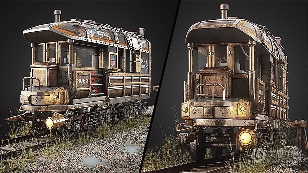 3dsmax逼真火车头建模纹理完整制作工作流程视频教程 Mastering 3D: Modeling, Unwrapping, and Texturing a Train  灵感中国网 www.lingganchina.com