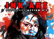 水墨喷溅艺术PS动作 Ink Art Photoshop Action V.1