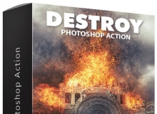 火灾爆炸PS动作 Destroy Photoshop Action 附操作视频教程