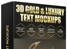 电影,游戏,海报3D黄金文本样机PSD模型 3D Gold Text Mockups