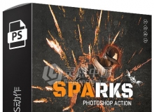 火花飞溅PS动作 Sparks Photoshop Action 附视频教程