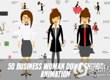 现代商务女士动态卡通运动动画展示幻灯片AE模板 Business Woman Doing Things Anim...