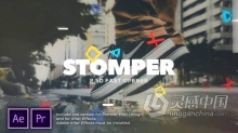 创意方块遮罩空间错位动画图文动画视频片头AE模板PR模板工程文件 Stomper Fast Opener