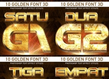 40三维黄金文本PS样式 40 Golden Font 3D