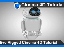 C4D制作Eve/伊娃机器人建模动画材质渲染视频教程 Eve Rigged Cinema 4D Tutorial