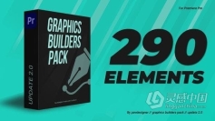 图形生成器290个标题版式标志背景信息图元素等10个类别PR模板 Graphics builders Pack MOGRT