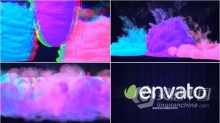 彩色烟雾香气流体模拟故障LOGO动画片头 AE模板 AE工程文件 Glitch Smoke Logo Reveal