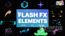 Flash FX Elements FCPX插件12种卡通能量闪光元素MG动画效果