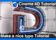 C4D创意很酷的字母模型材质制作视频教程 Make a nice typo Cinema 4D Tutorial