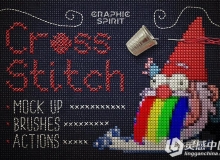 针织品十字绣PS特效动作 Cross Stitch Photoshop Action