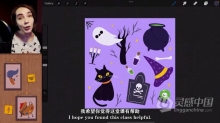 绘画教程 Procreate绘制万圣节主题卡通剪贴画插图视频教程 中文字幕